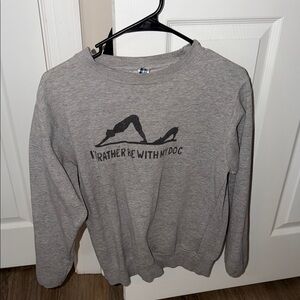 “I’d Rather Be with My Dog” Gray Graphic Yoga Sweatshirt